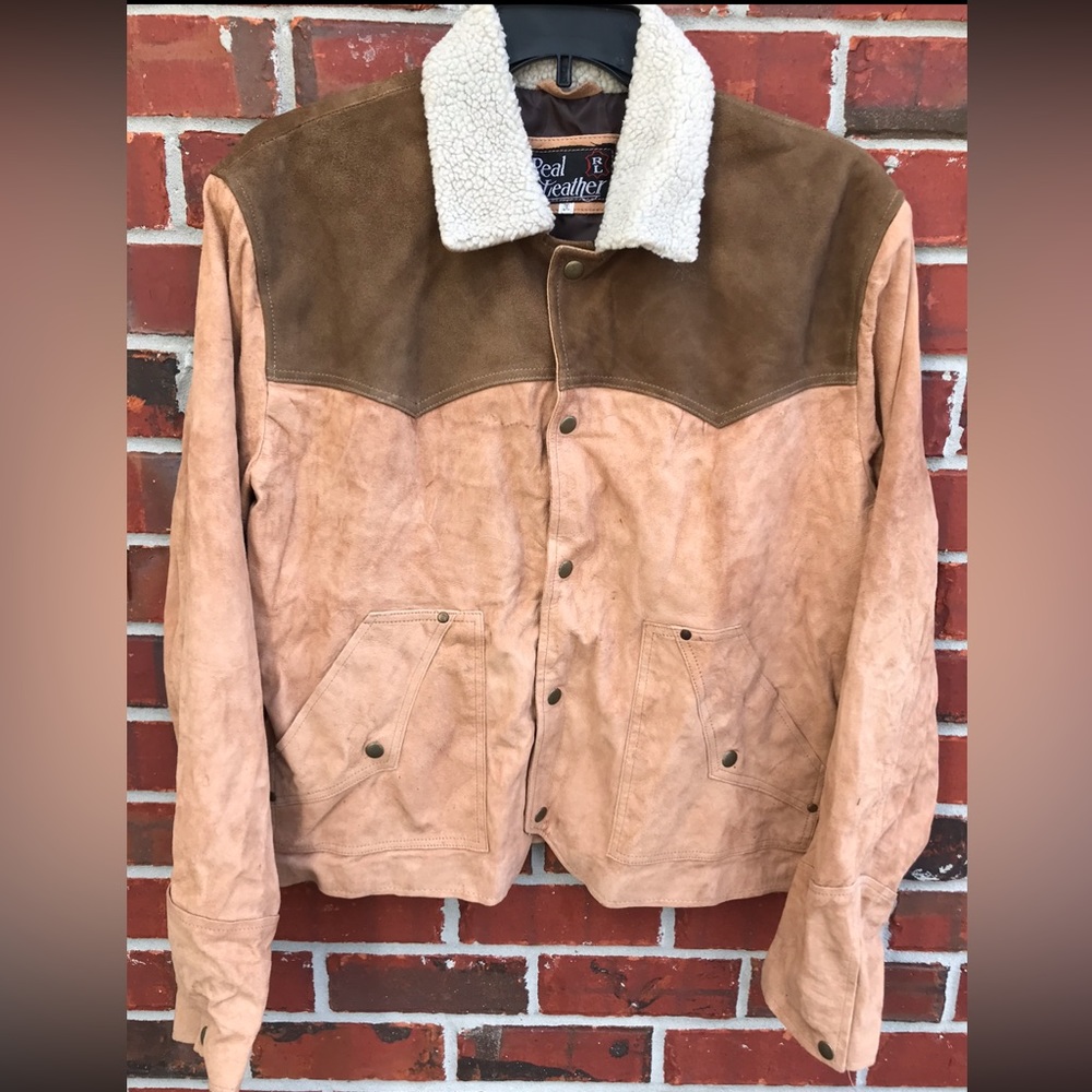 Real Leather Brand Two-Tone Womens Western Leather Jacket Coat. Size 2 XL